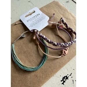PURA VIDA Bracelet Pack Purple Peach Teal Wave Mountain Charms Women's OS NEW
